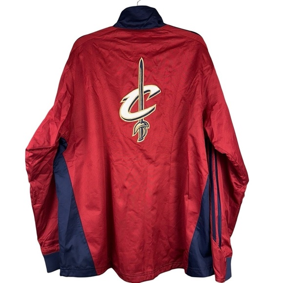 Adidas Jacket Mens Large Red Blue Cleveland Cavaliers Bomber Raglan Sleeve Y2K - Picture 1 of 9